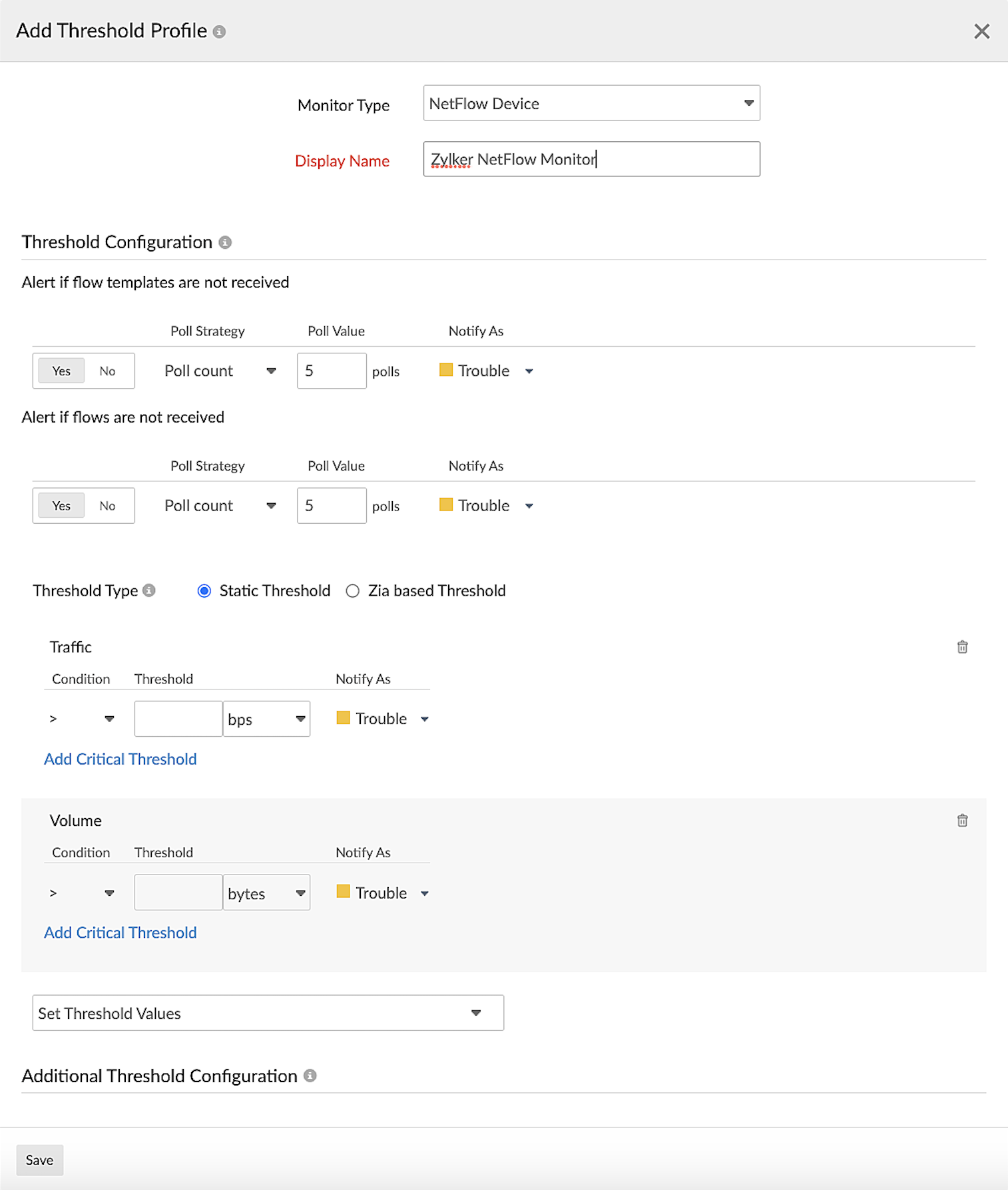 Netflow interface level threshold