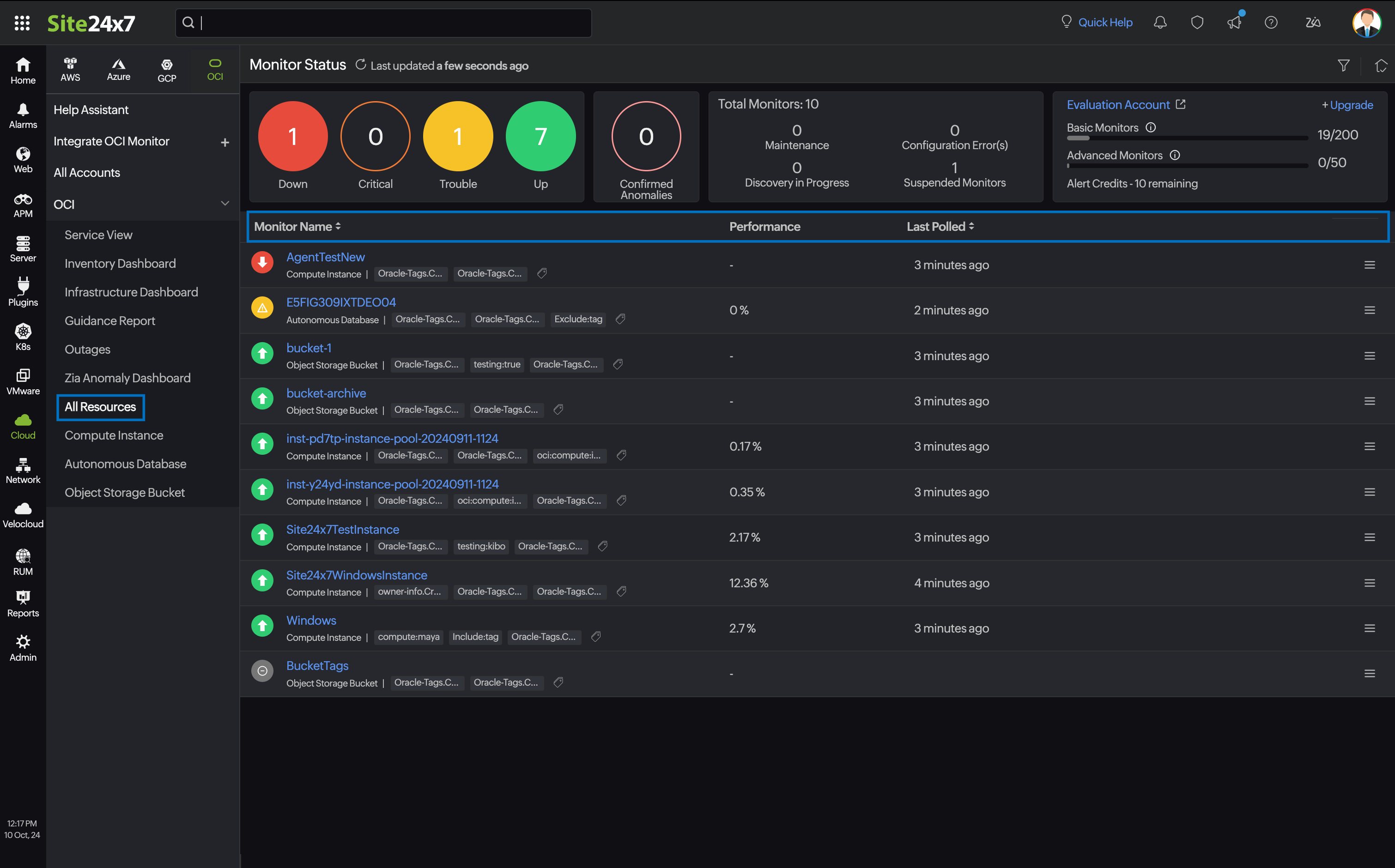 OCI All resources view