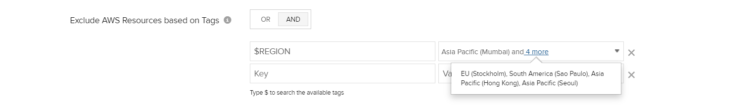 Exclude AWS resources based on Region attribute