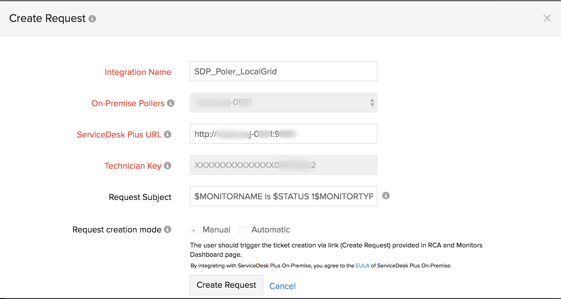 create request in manual sdpop