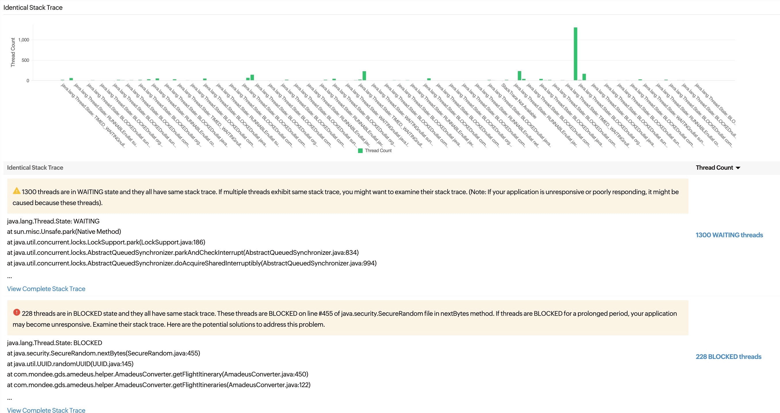 Identical stack trace