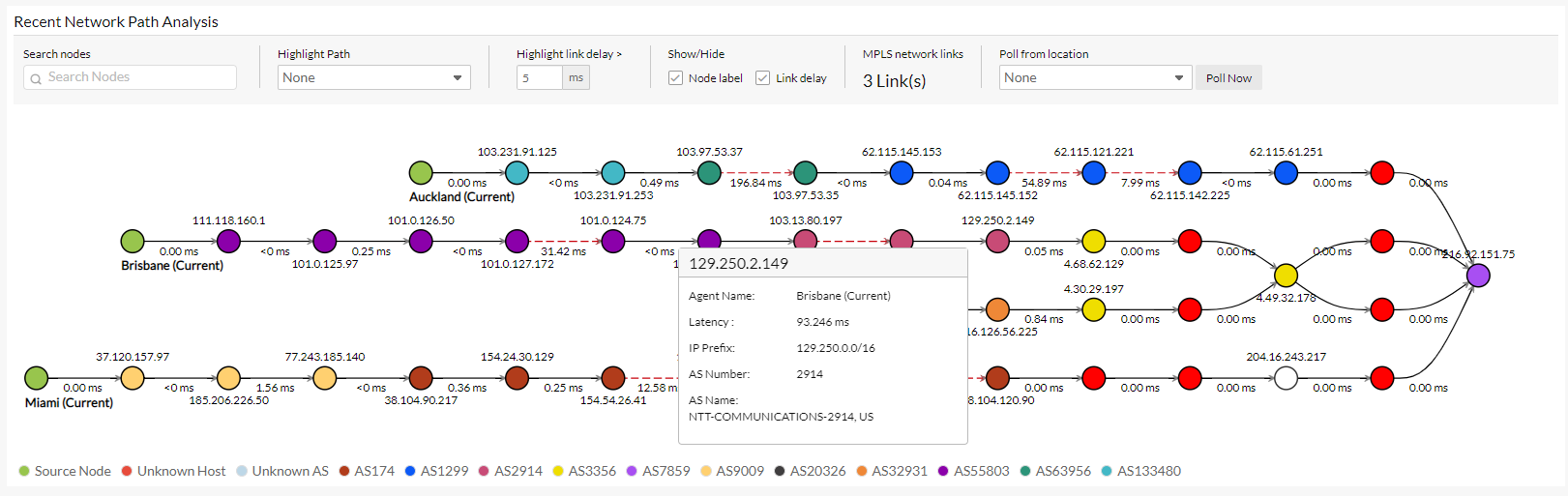 ISP latency traceroute