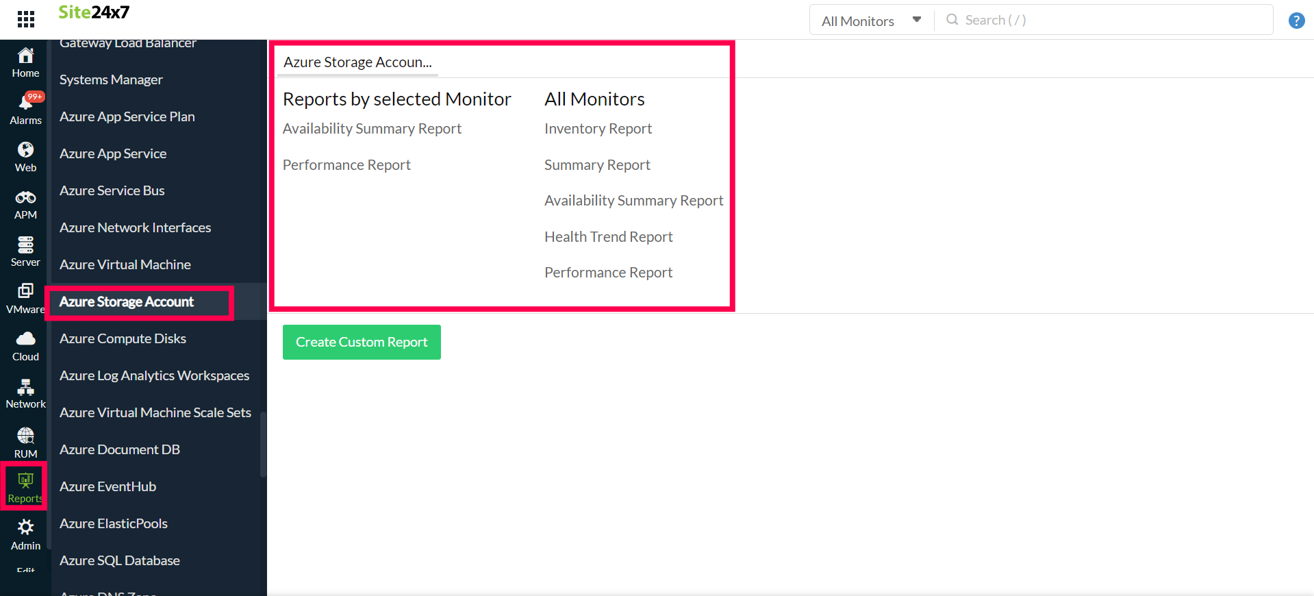 Storage Account Reports